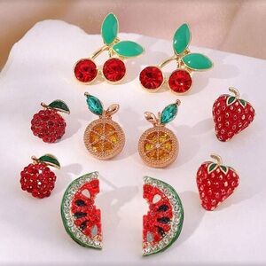 ✨NEW 5 piece Fruit-Themed Colorful Stud Earrings Set